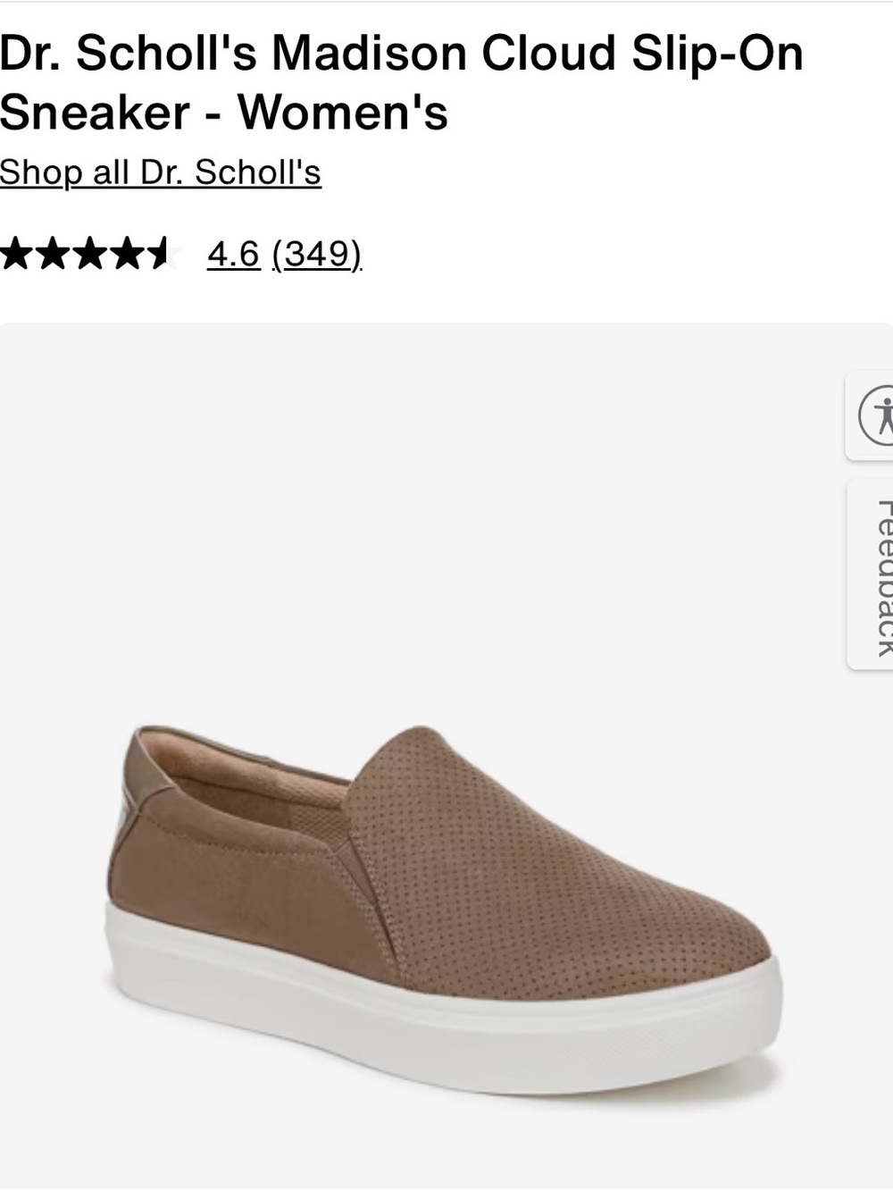 Dr. Scholl's Slip-On Perforated Sneaker - Taupe and White 8M